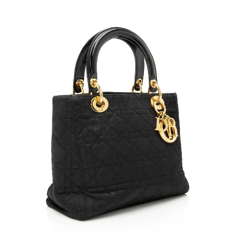 Christian Dior Saddle bags with a studded trim for a bold lookDior Vintage Nylon Lady Dior Medium Tote (SHF-23881)