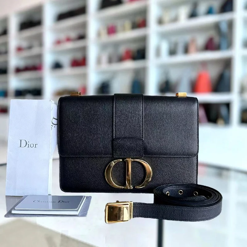 High - fashion Christian Dior bags with a geometric pattern*Grained Calfskin, Full Set* Montaigne 30 Grained Calfskin Black GHW