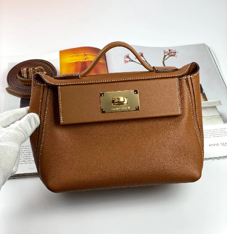 High - Capacity Hermes Duffle - Style Bags for Extended TripsHermes 24/24 Bag Evercolor with Swift 21  brown Gold Hardware