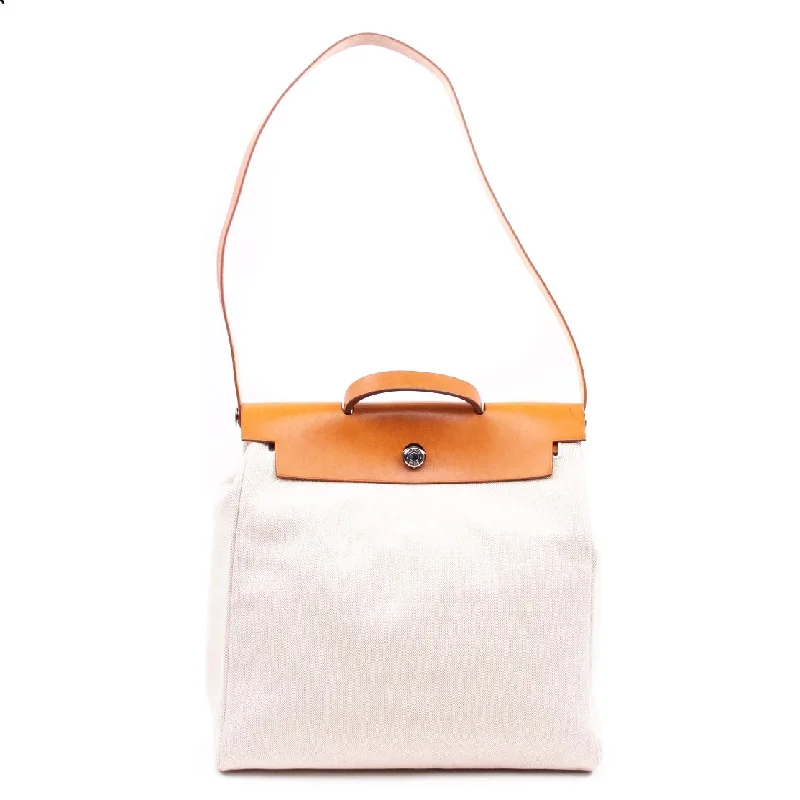 Oversized Hermes Bags for a Fashion - Forward and Practical StatementBeige and Brown Two-Way Herbag Handbag