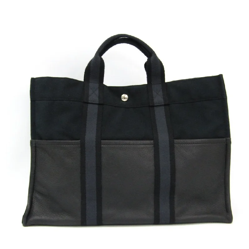 Minimalist Hermes Bags for a Sleek and Timeless LookHermes Black Canvas Gray Leather Fourre Tout MM Tote (SHA11473)