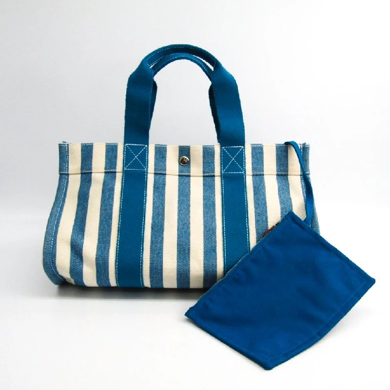 Kids' - Sized Hermes - Inspired Mini Bags for Young FashionistasHermes Blue and White Canvas Cannes MM Tote (SHA16580)