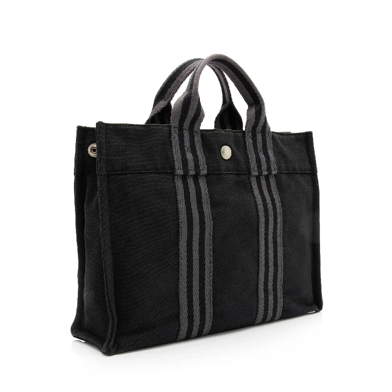 Dark - Hued Hermes Bags for a Sophisticated and Timeless PresenceHermes Canvas Herline PM Tote (SHF-23028)