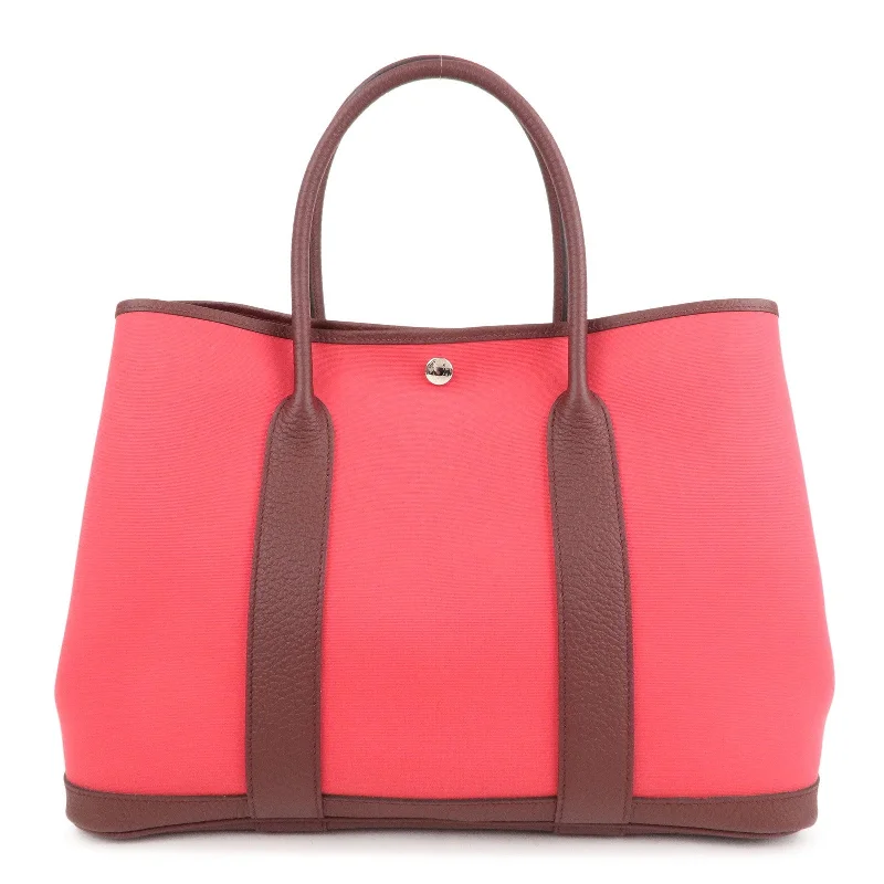 Iconic Hermes Birkin Bags in Rare Leather VarietiesHERMES Canvas Leather Garden Party PM Tote Bag A stamp Pink