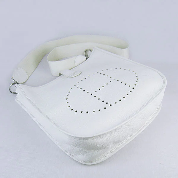 Hermes Bags with Adjustable and Padded Shoulder StrapsHermes Evelyne I handbag H6309 white silver