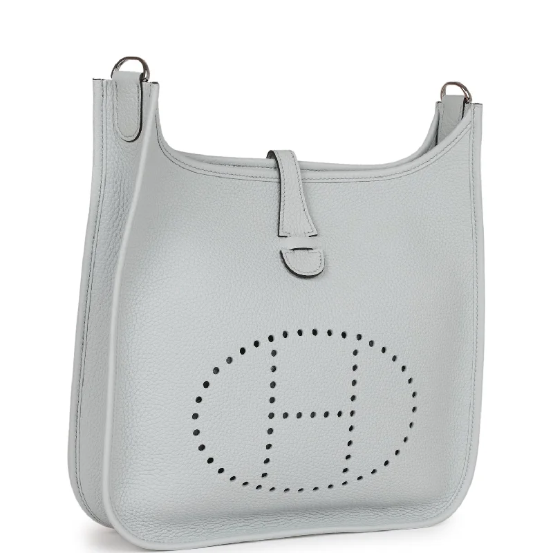 Hermes Evelyne Bags with Adjustable Shoulder StrapsHermes Evelyne III PM Bleu Pale Clemence Palladium Hardware