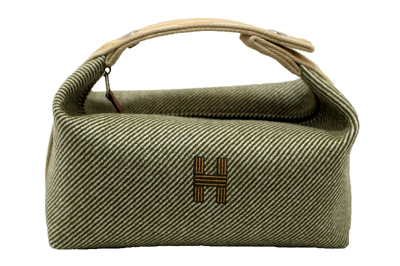 Monogram - Embellished Hermes Bags for a Personalized FlairHermes Wool Small Bride-A-Brac H Natte Pouch Vert Foret