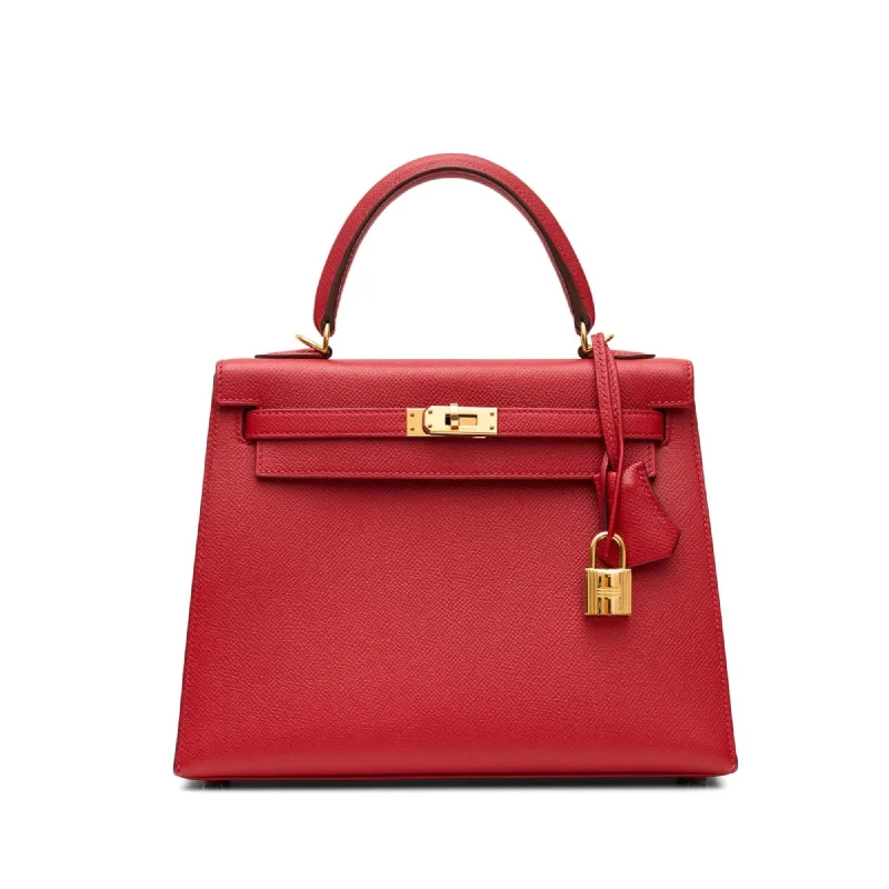 Compact and Portable Hermes Belt Bags for On - the - GoKelly 25 Sellier Rouge Casaque Epsom GHW