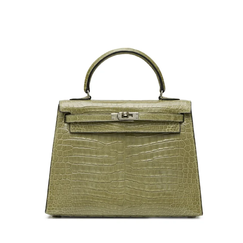 Water - Resistant Hermes Beach Bags for Summer FunKelly 25 Sellier Vert Jasmine PHW