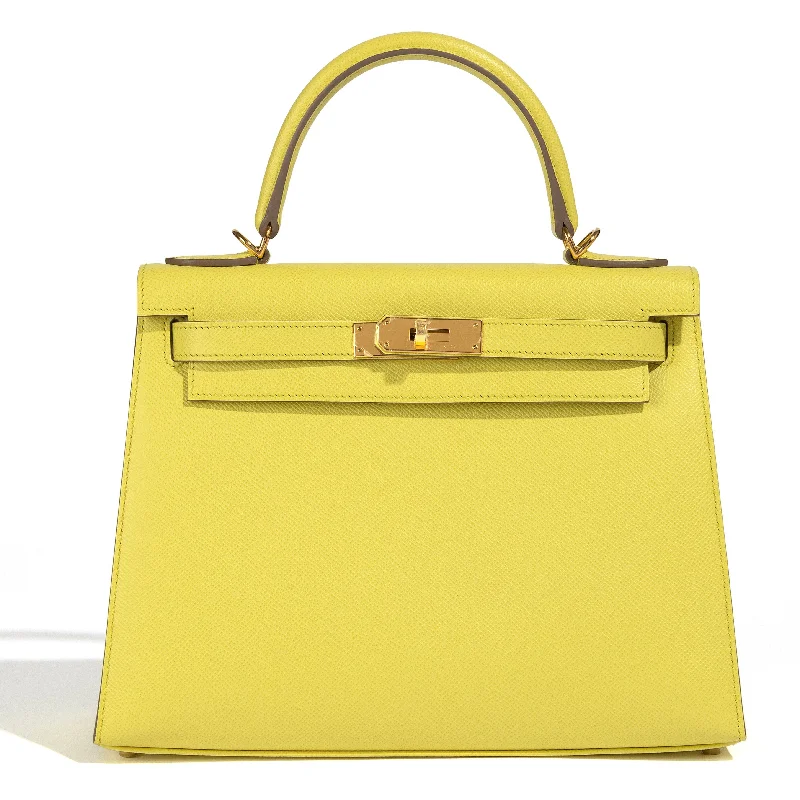 Soft - Handled Hermes So Kelly Bags for a Feminine TouchKelly 28 Sellier Lime Epsom GHW