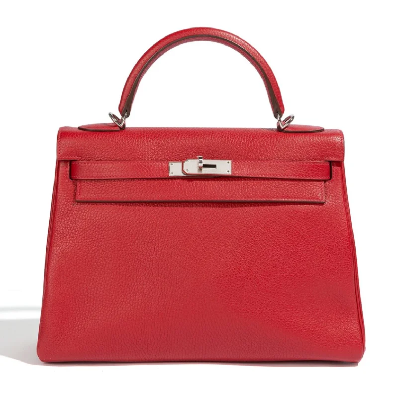 Hermes Bags with Adjustable and Padded Shoulder StrapsKelly 32 Retourne Red Togo PHW