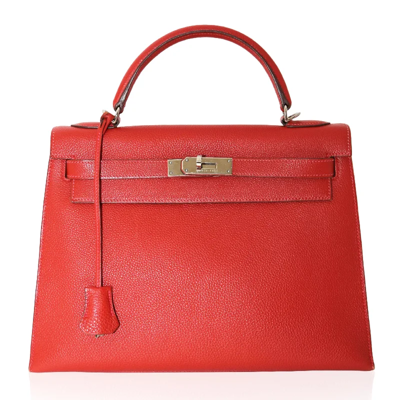 Hermes Bags with Reflective Elements for Safety at NightKelly 32 Sellier Red Togo PHW