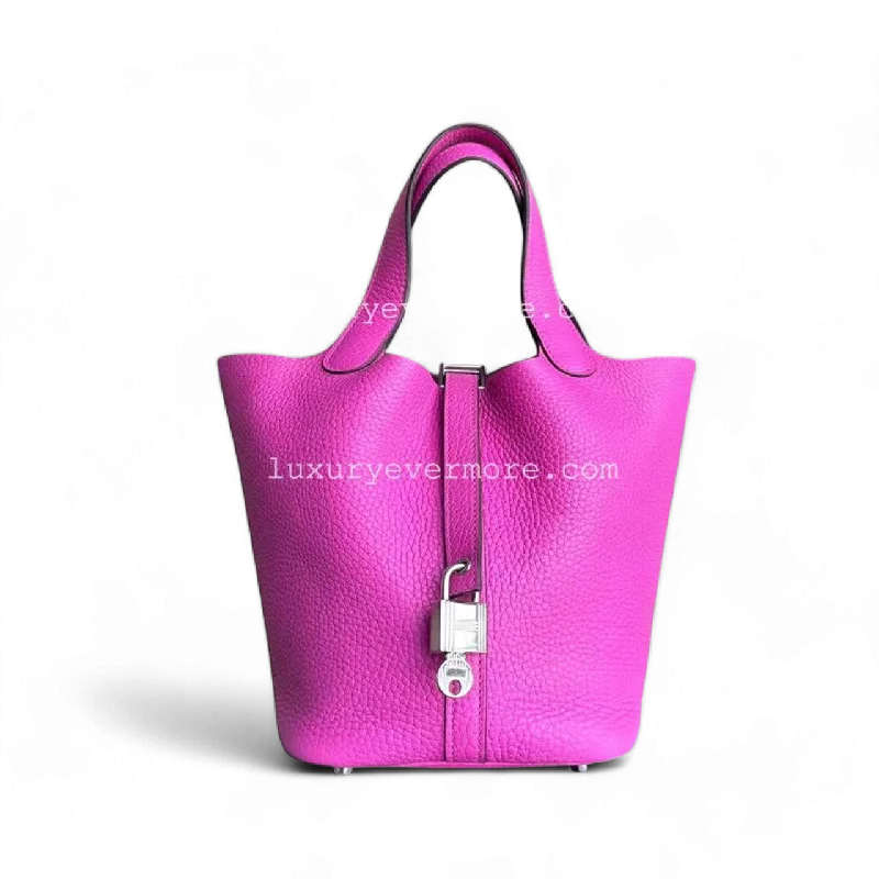 Easy - to - Clean Hermes Bags for Busy LifestylesHermes Picotin 18 Clemence C Stamp Hot Pink Silver Hardware