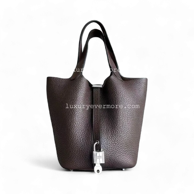 Sustainable and Ethical Hermes Bags for Conscious ConsumersHermes Picotin 18 - Clemence Macassar Stamp Sqaure Q Palladium Hardware